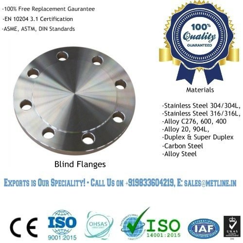 Blind Flanges Manufacturers, Suppliers, Factory