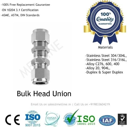 Bulk Head Union Manufacturers, Suppliers, Factory - Instrumentation Tube Fittings