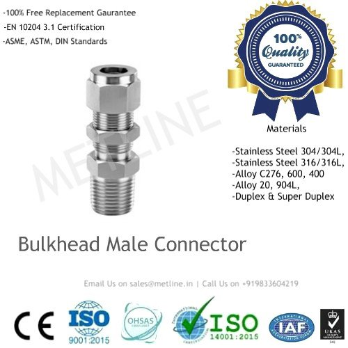 Bulkhead Male Connector Manufacturers, Suppliers, Factory - Instrumentation Tube Fittings