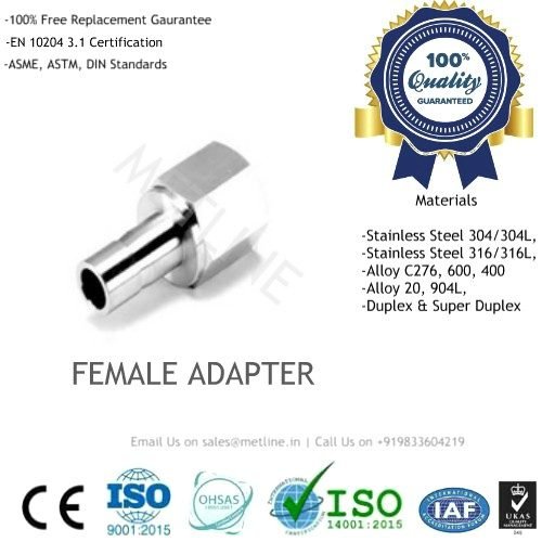 Female Adapter Manufacturers, Suppliers, Factory - Instrumentation Tube Fittings