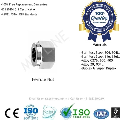 Ferrule Nut Manufacturers, Suppliers & Factory - Instrumentation Tube Fittings