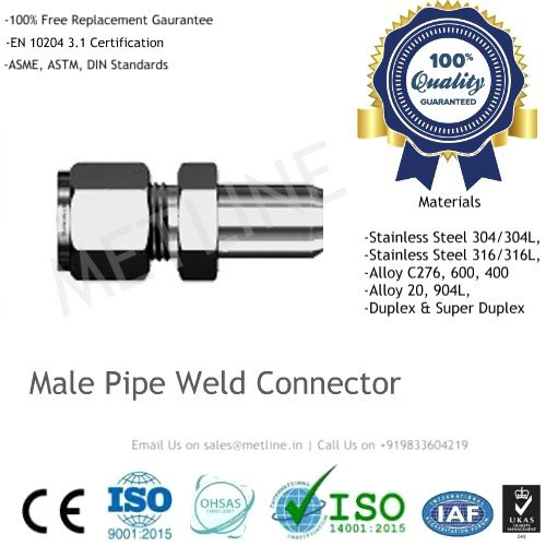 Male Pipe Weld Connector Manufacturers, Suppliers, Factory - Instrumentation Tube Fittings