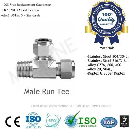 Male Run Tee Manufacturers, Suppliers, Factory - Instrumentation Tube Fittings
