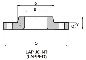150 Class Lap Joint Flange Drawing ASME/ANSI B16.5