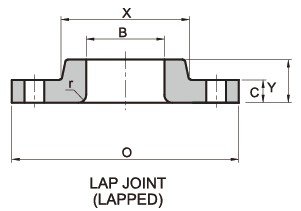 900 Class Lap Joint Flange Drawing ASME/ANSI B16.5