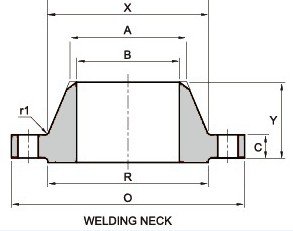 600 Class Weld Neck Flange Drawing ASME/ANSI B16.47