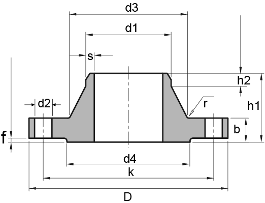 DIN2629 PN320 Welding Neck Flange drawing